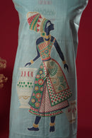 Spark Blue Mul Chanderi Suit Piece