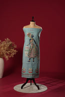 Spark Blue Mul Chanderi Suit Piece