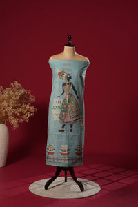 Spark Blue Mul Chanderi Suit Piece