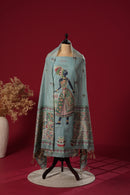 Spark Blue Mul Chanderi Suit Piece