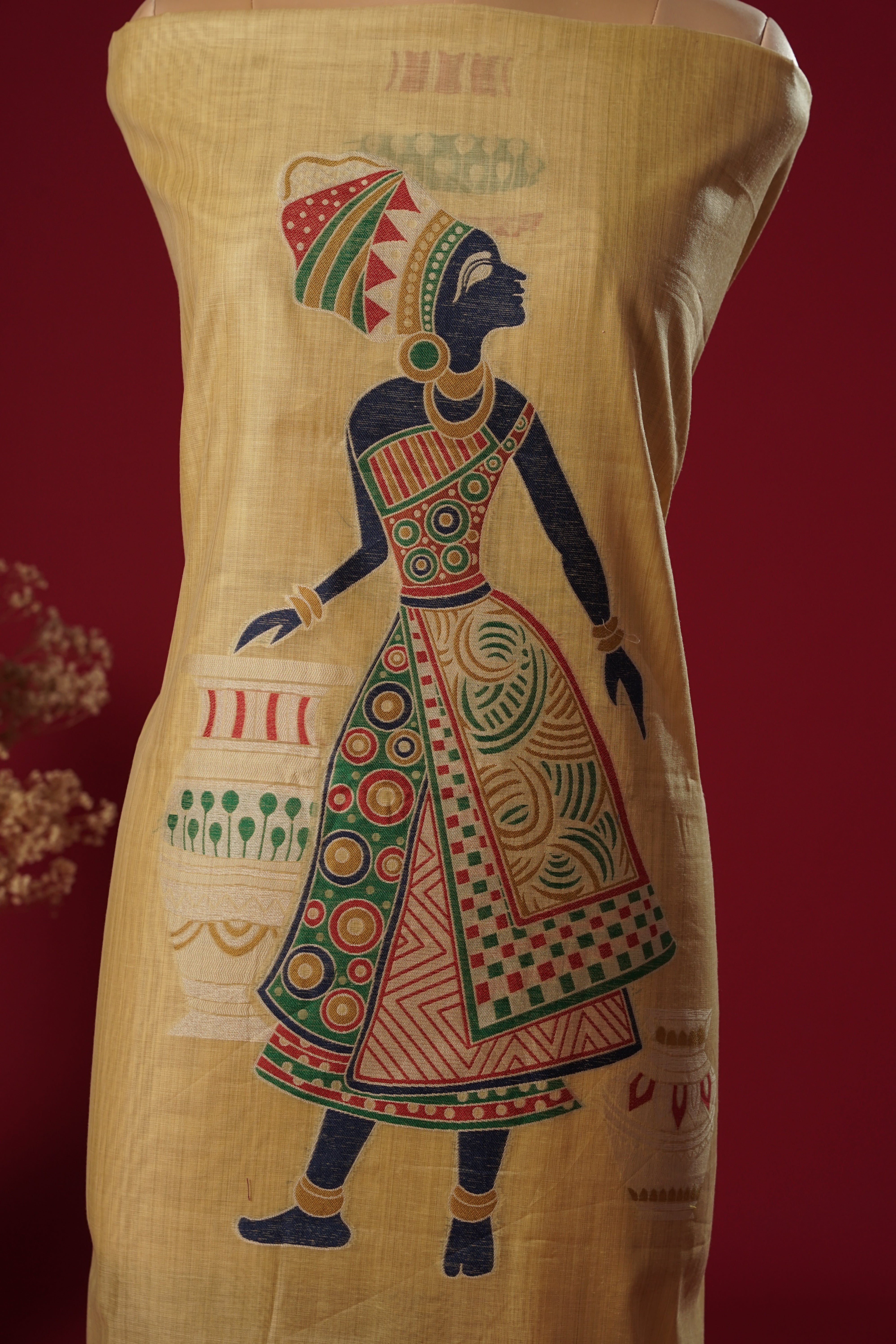 Glimmer Yellow Mul Chanderi Suit Piece