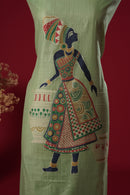 Lush Green Mul Chanderi Suit Piece