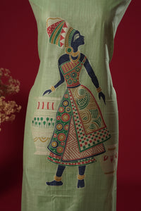 Lush Green Mul Chanderi Suit Piece