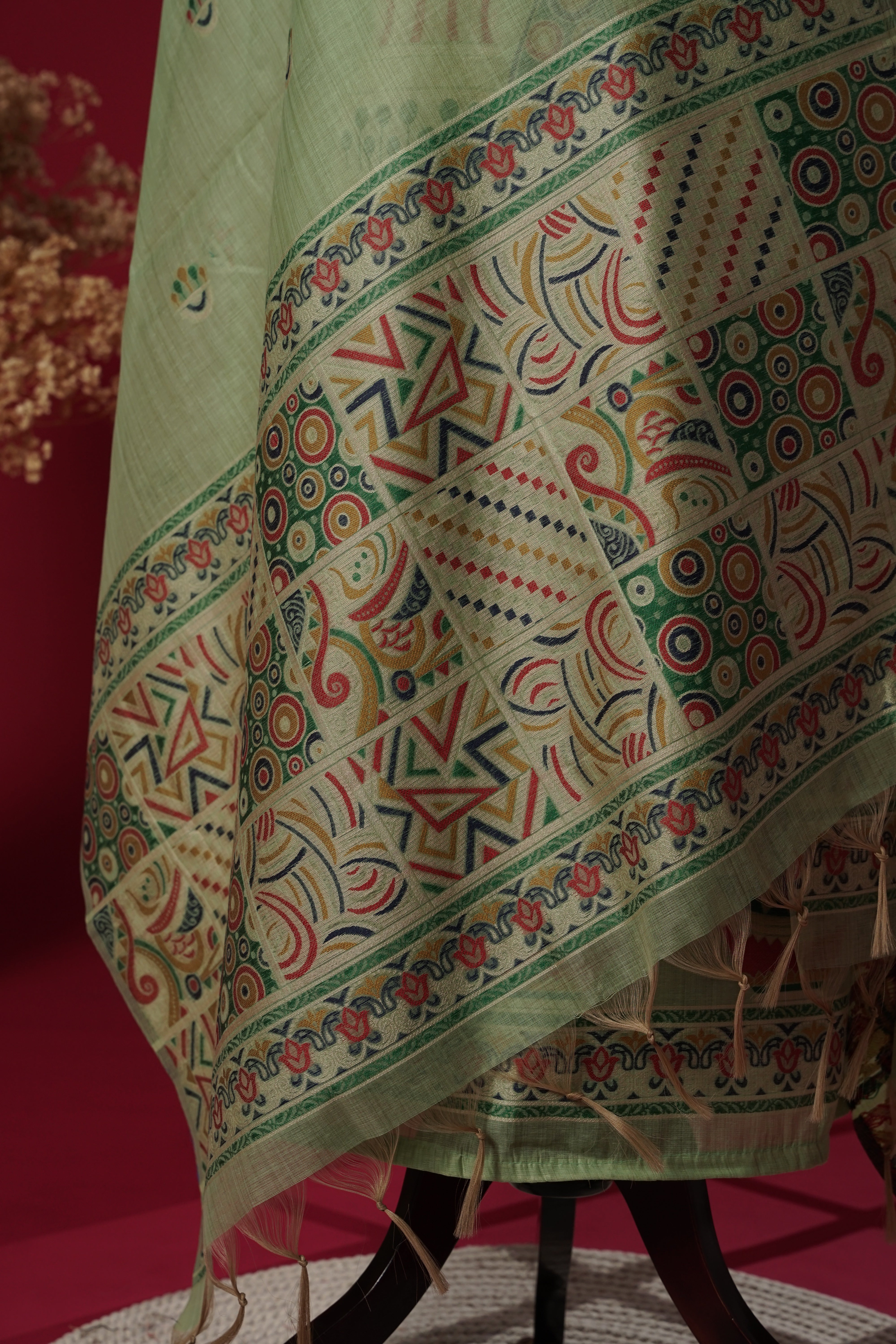 Lush Green Mul Chanderi Suit Piece