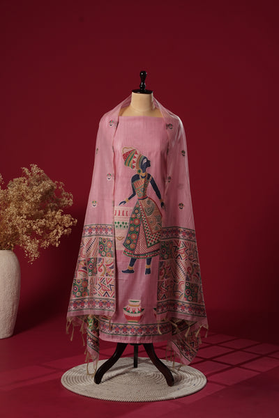 Breeze Pink Mul Chanderi Suit Piece