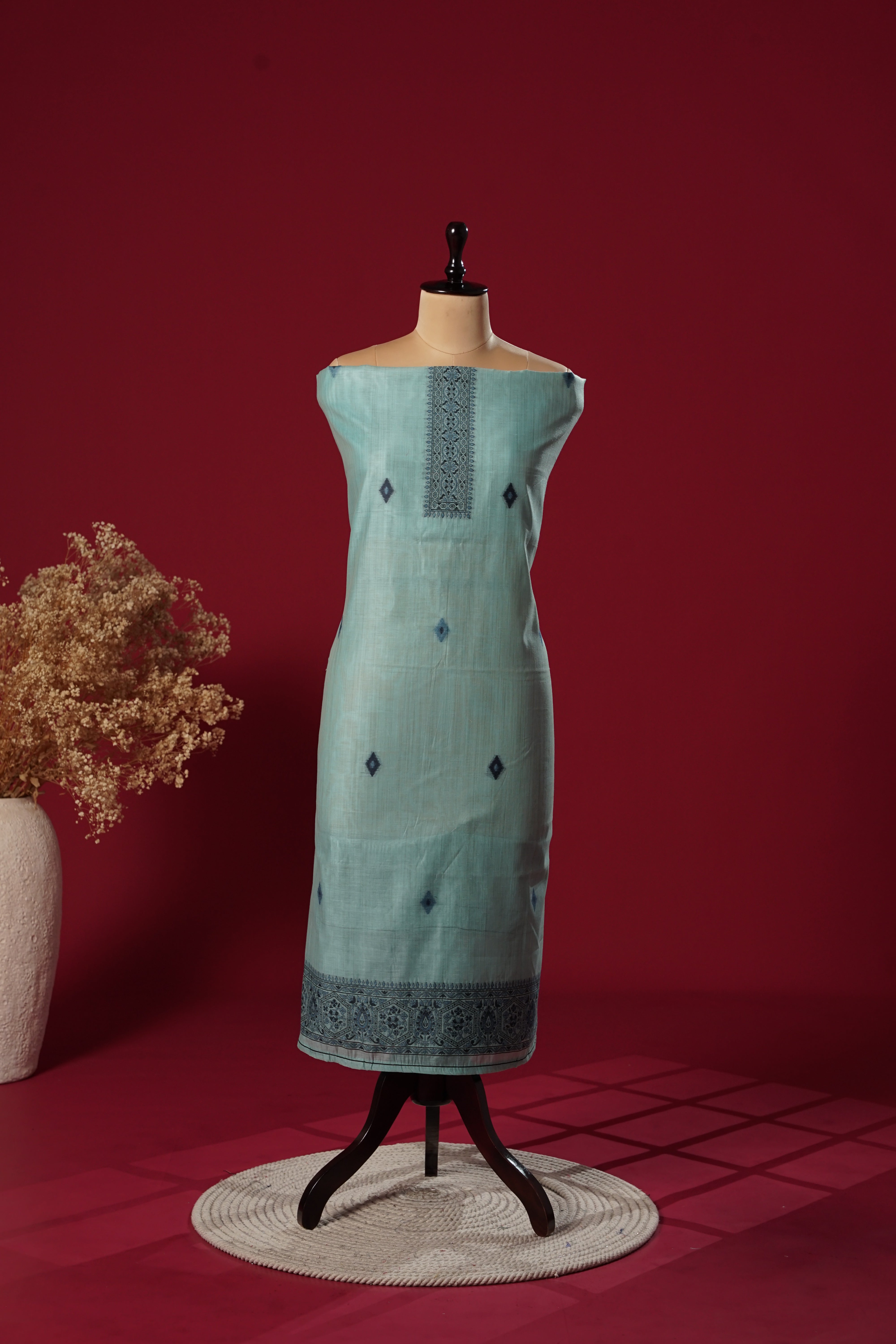 Nova Blue Muga Cotton Suit Piece