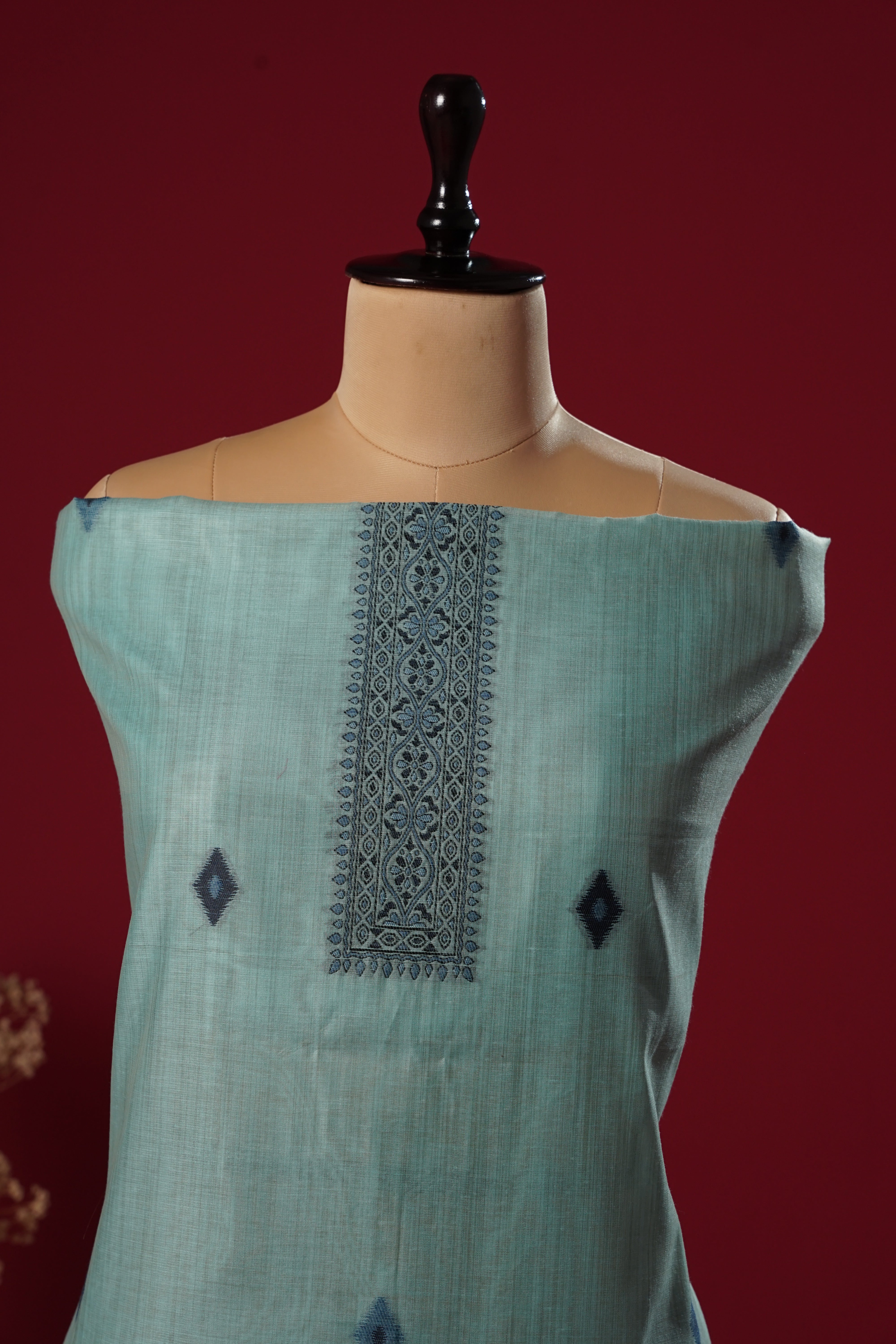 Nova Blue Muga Cotton Suit Piece