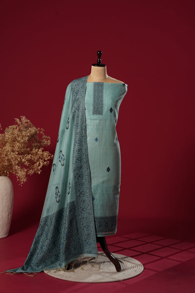 Nova Blue Muga Cotton Suit Piece