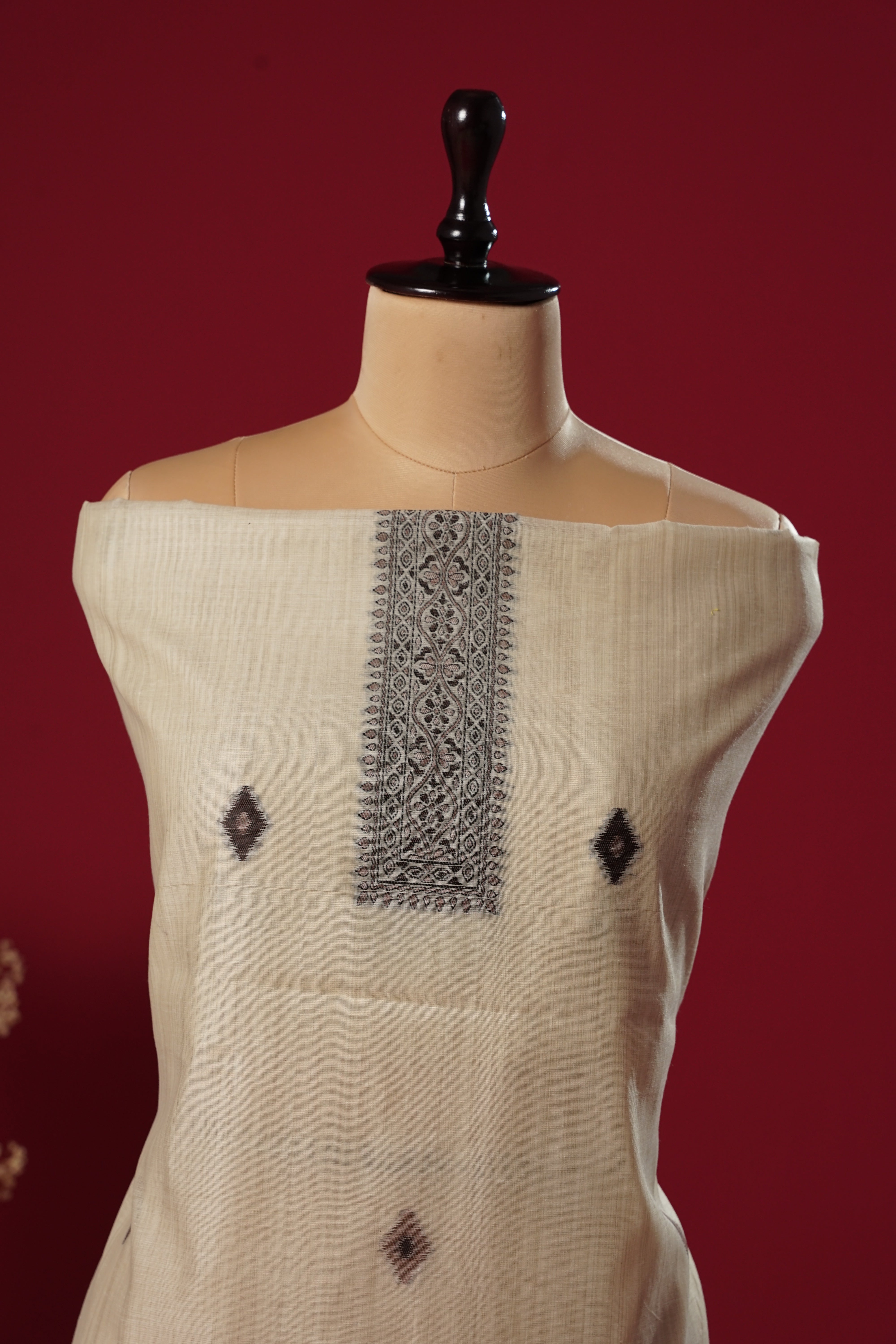 Aura Beige Muga Cotton Suit Piece