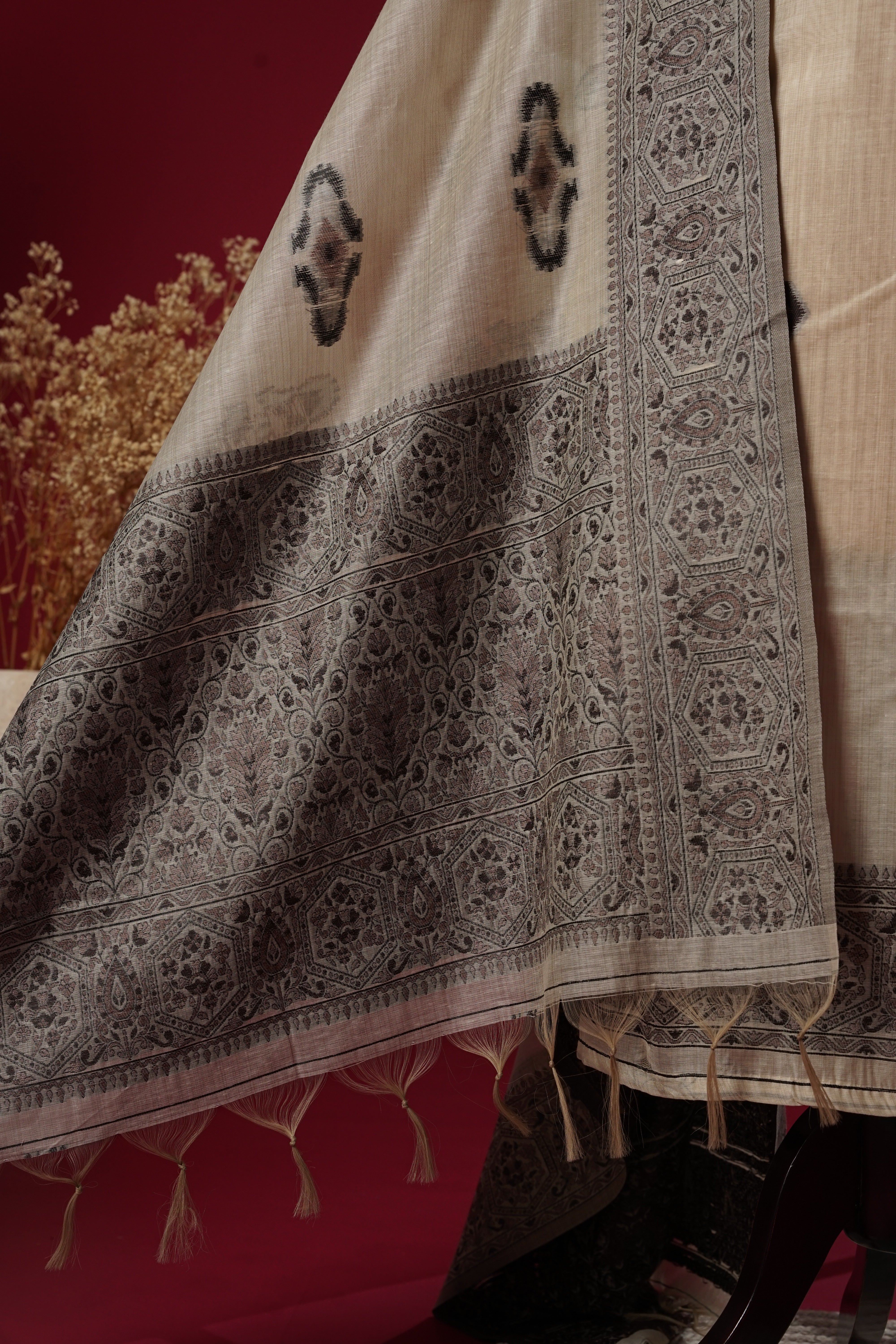 Aura Beige Muga Cotton Suit Piece