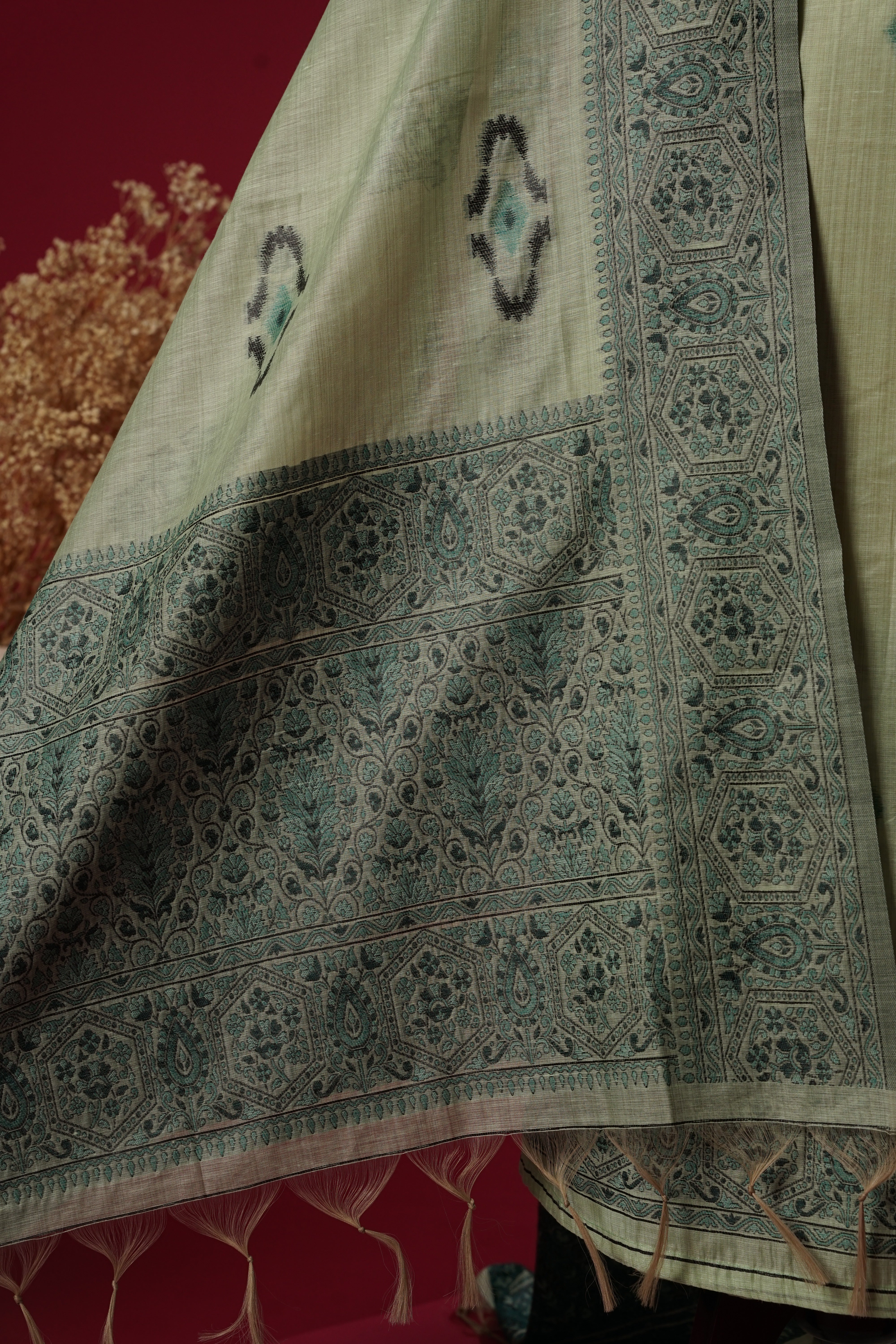 Allure Teal Muga Cotton Suit Piece