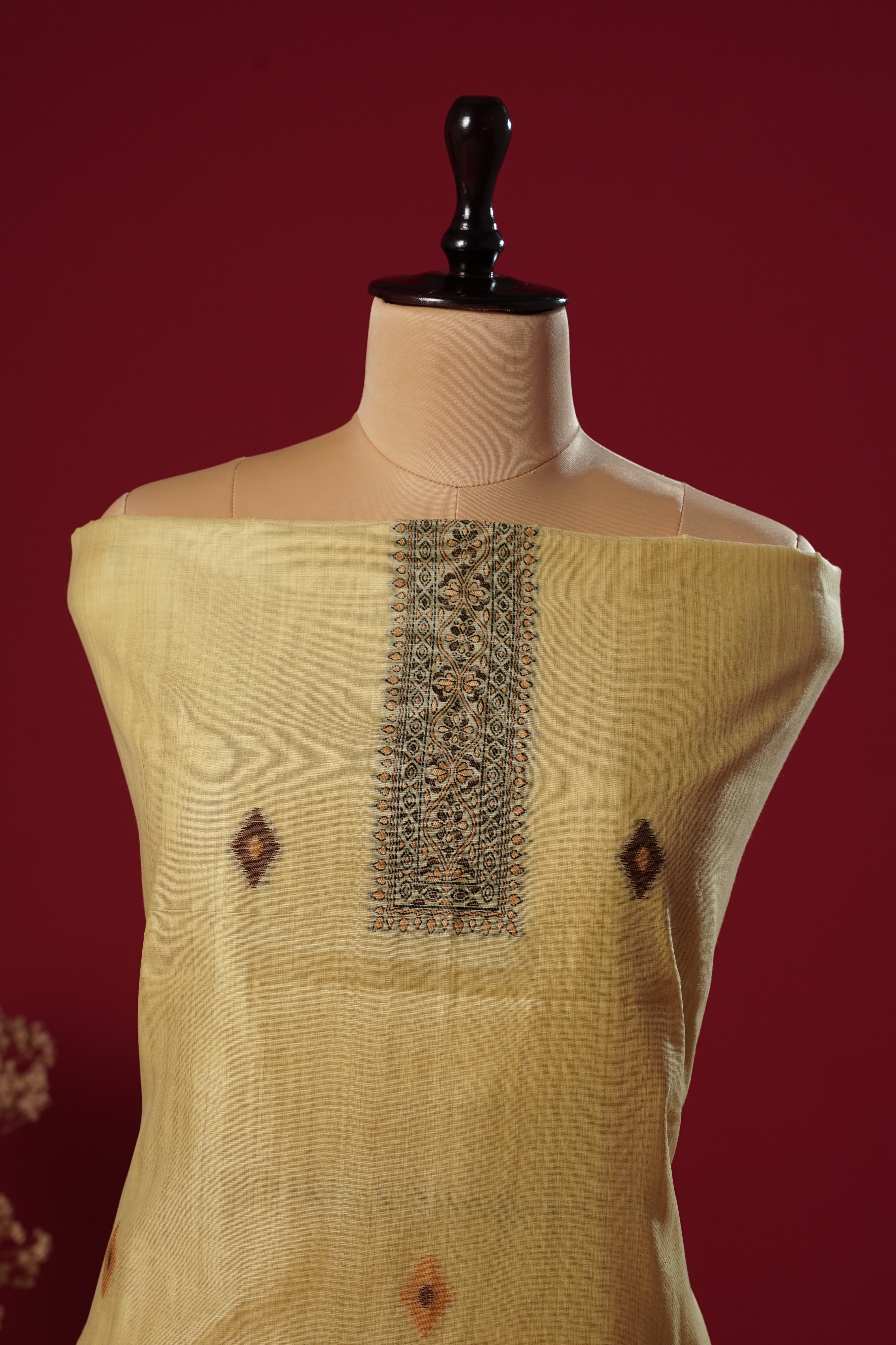 Lumina Yellow Muga Cotton Suit Piece