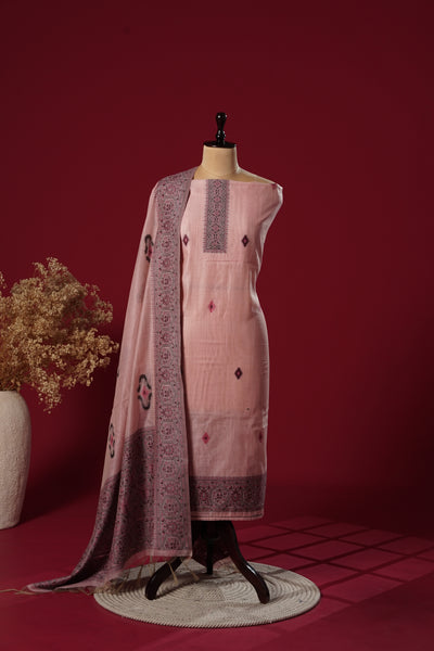 Vivid Pink Muga Cotton Suit Piece