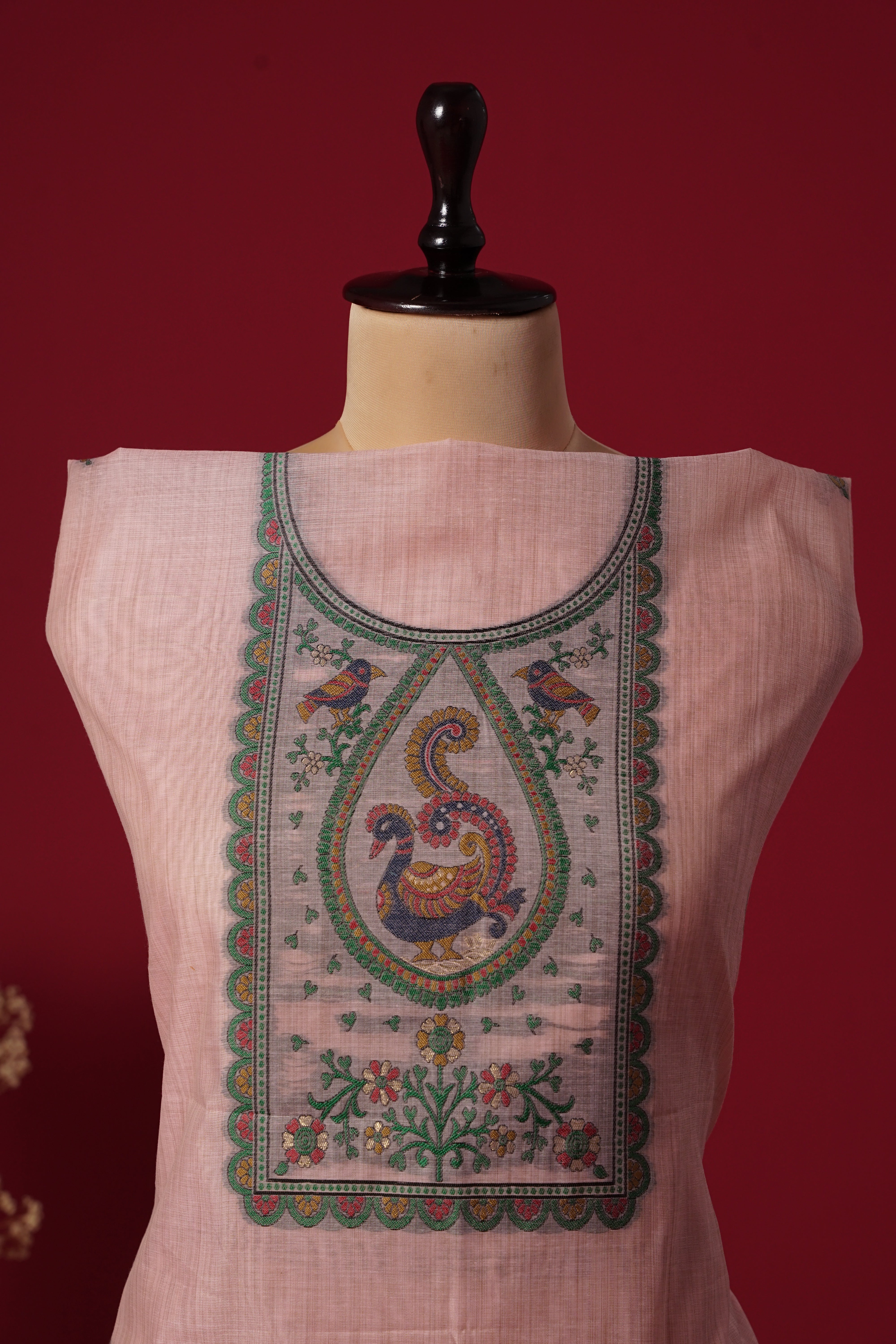 Lotus Pink Muga Cotton Suit Piece