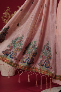 Lotus Pink Muga Cotton Suit Piece