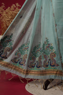 Sail Blue Muga Cotton Suit Piece