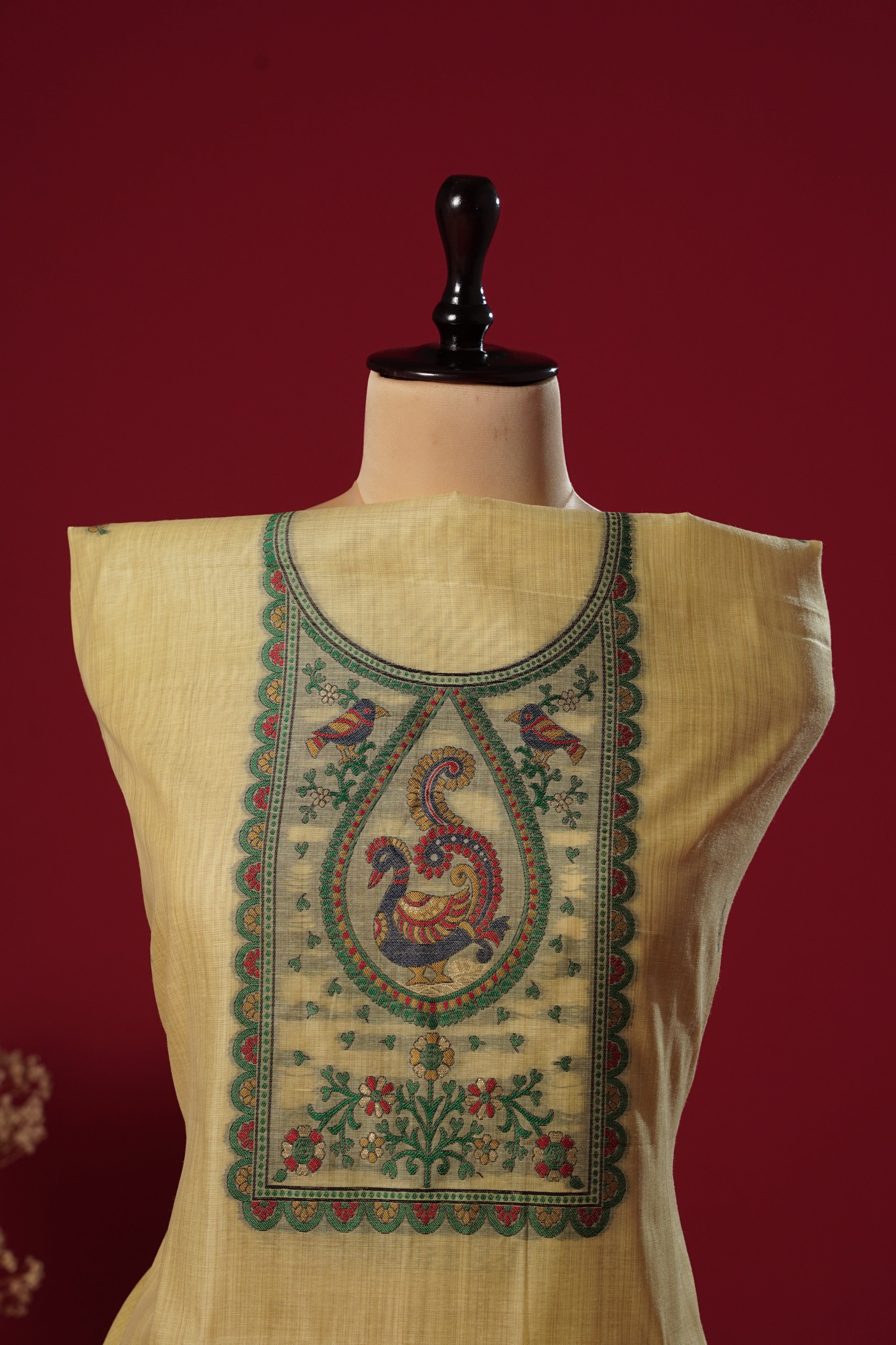 Brisk Yellow Muga Cotton Suit Piece