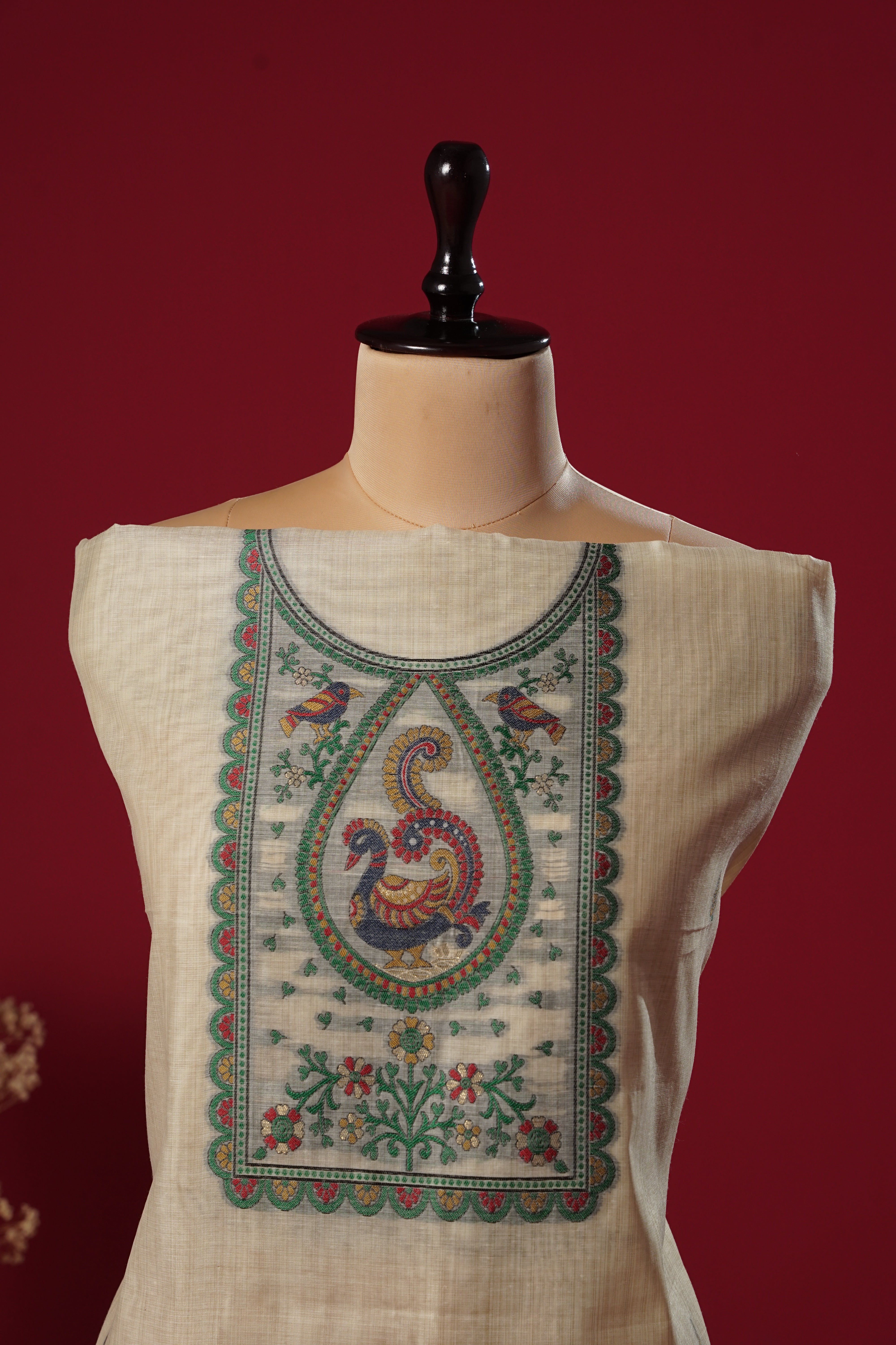 Desert Beige Muga Cotton Suit Piece