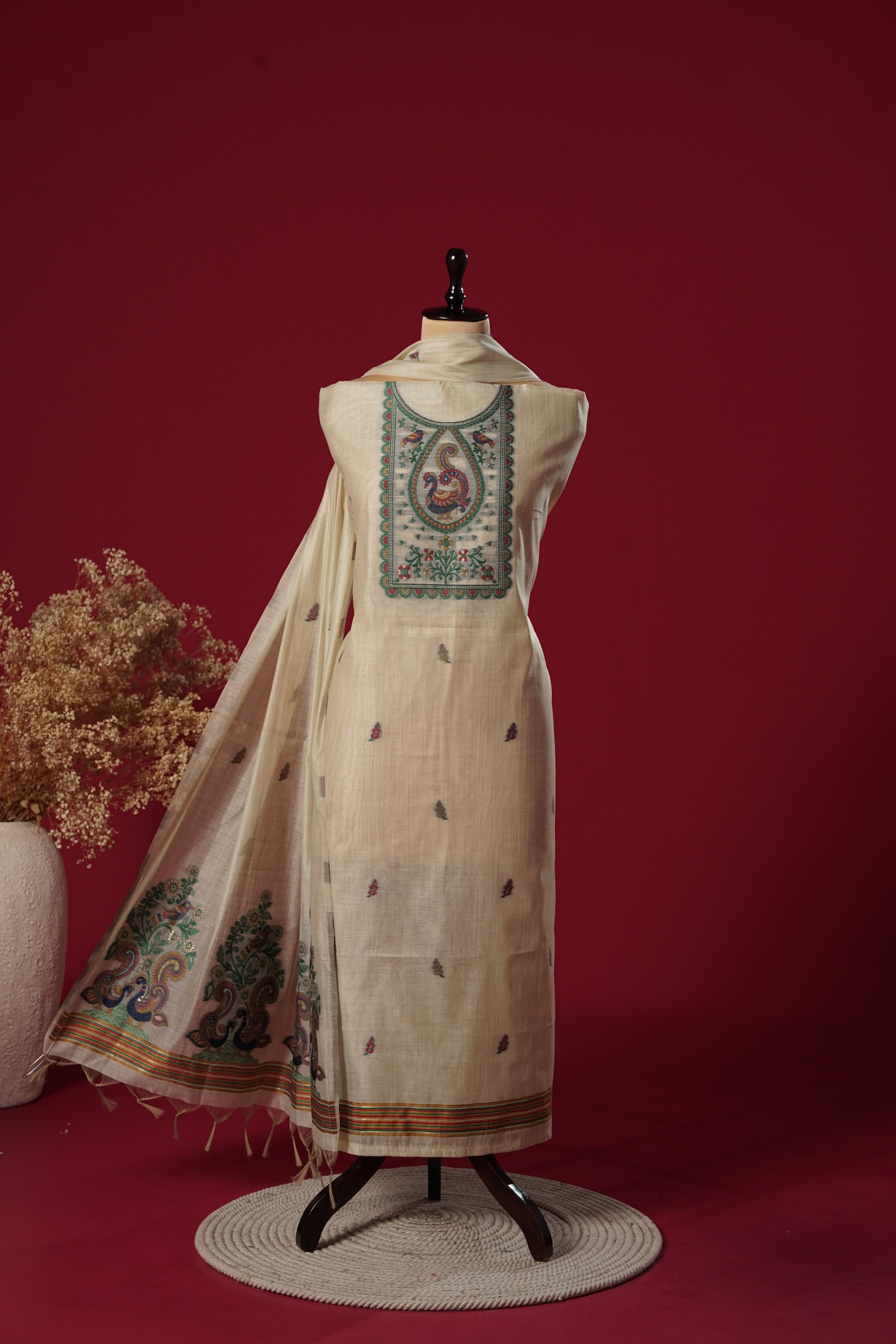 Desert Beige Muga Cotton Suit Piece