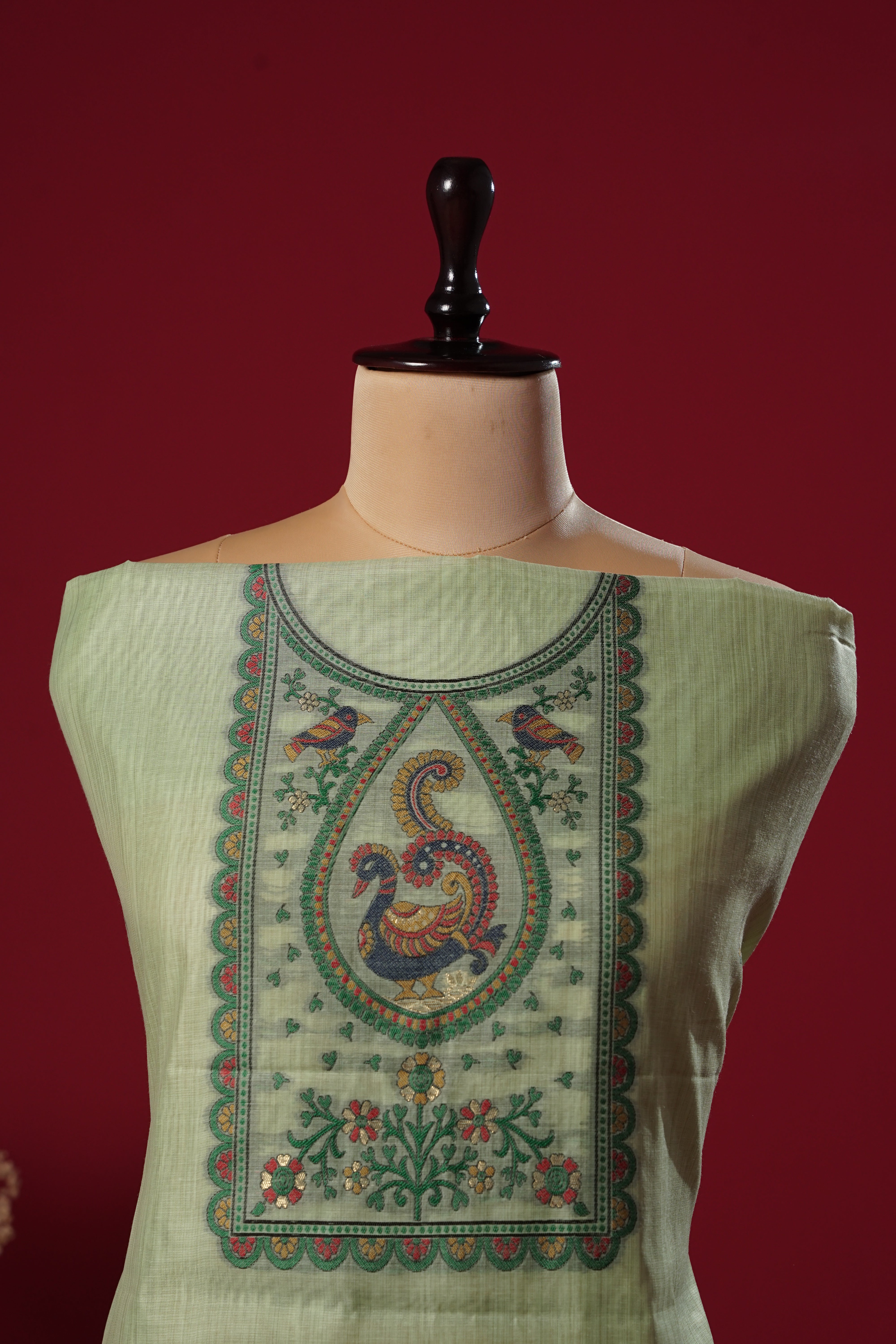 Lagoon Teal Muga Cotton Suit Piece