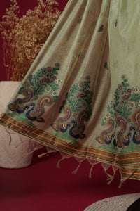 Lagoon Teal Muga Cotton Suit Piece