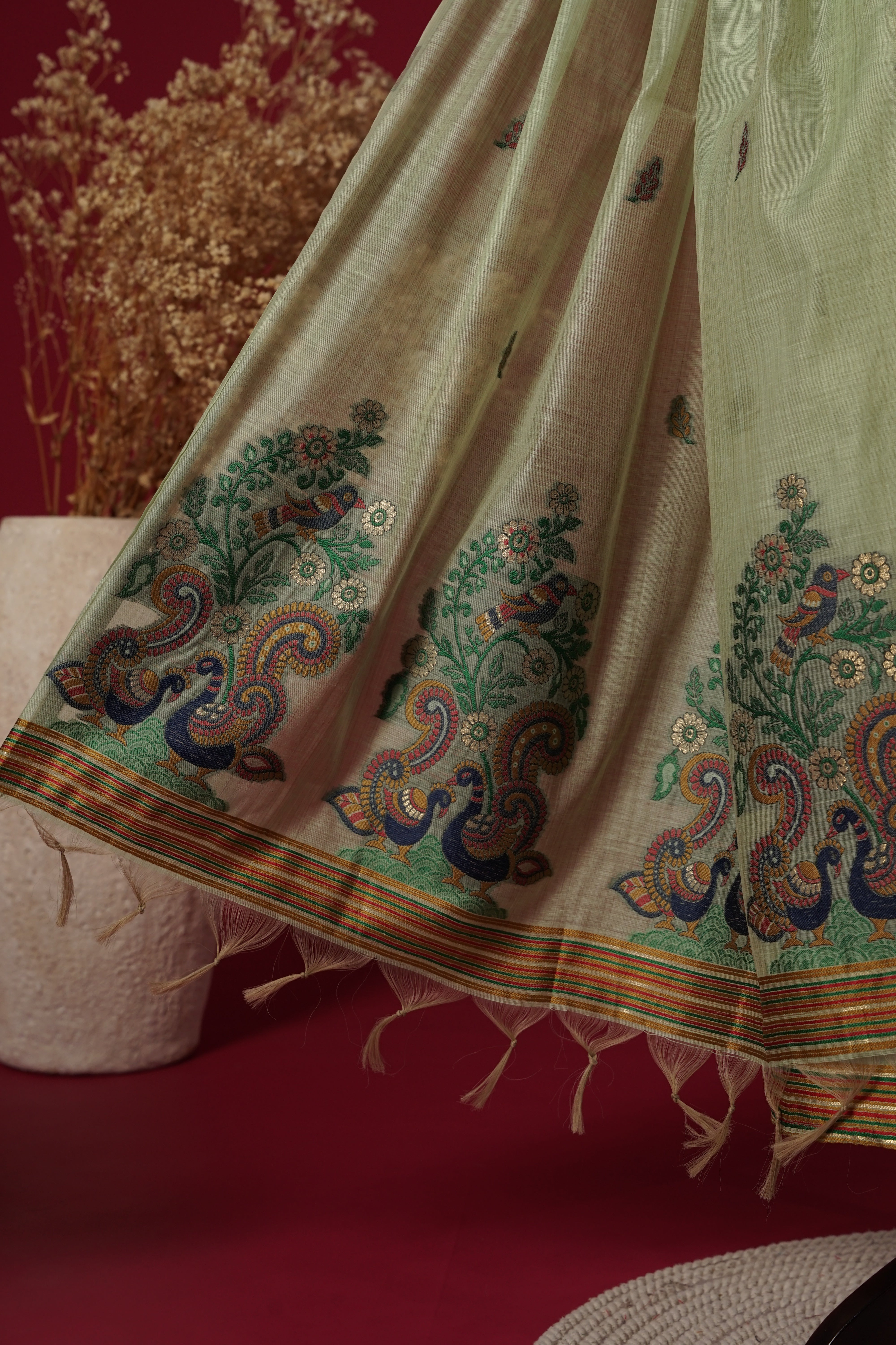 Lagoon Teal Muga Cotton Suit Piece