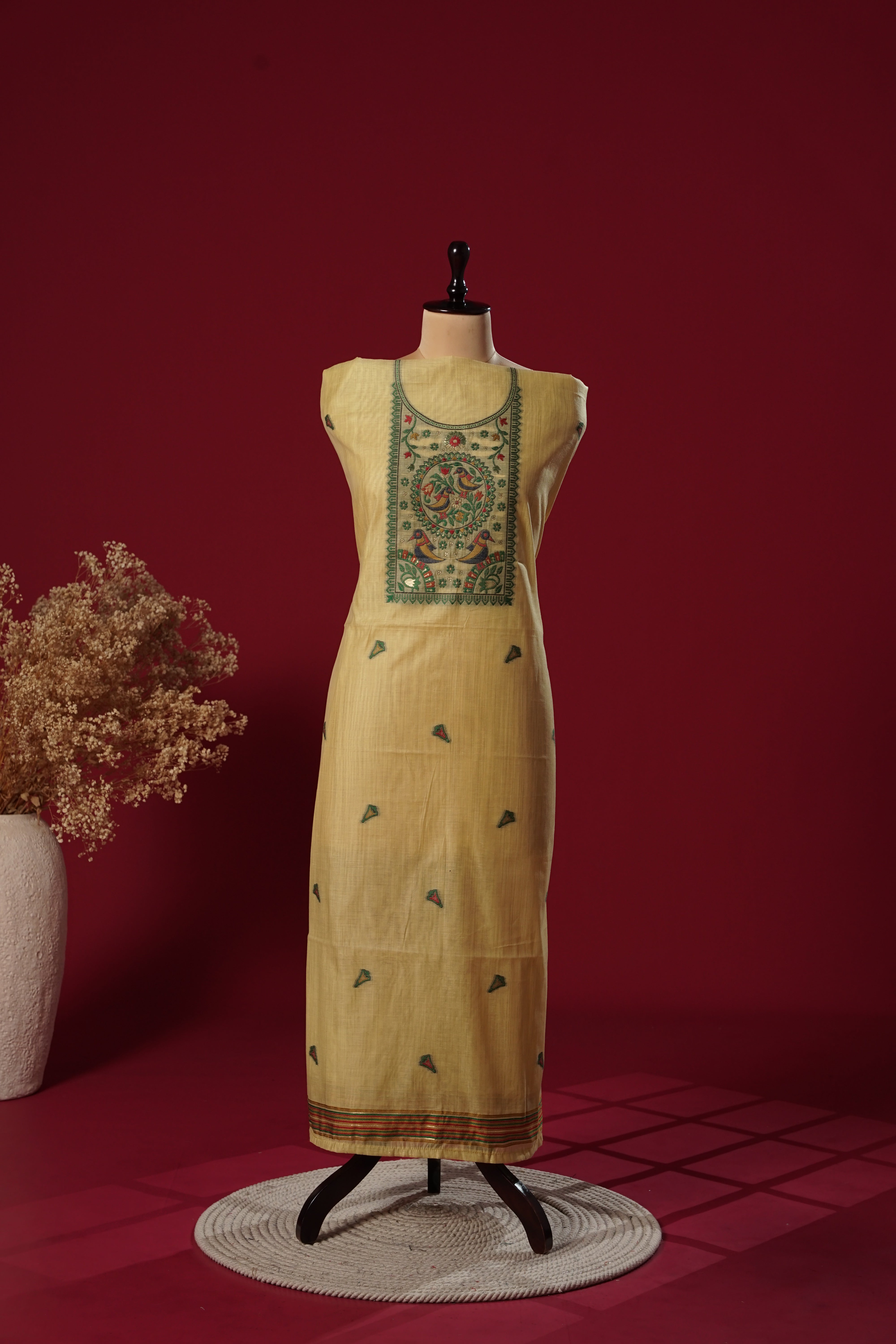 Shine Yellow Muga Cotton Suit Piece