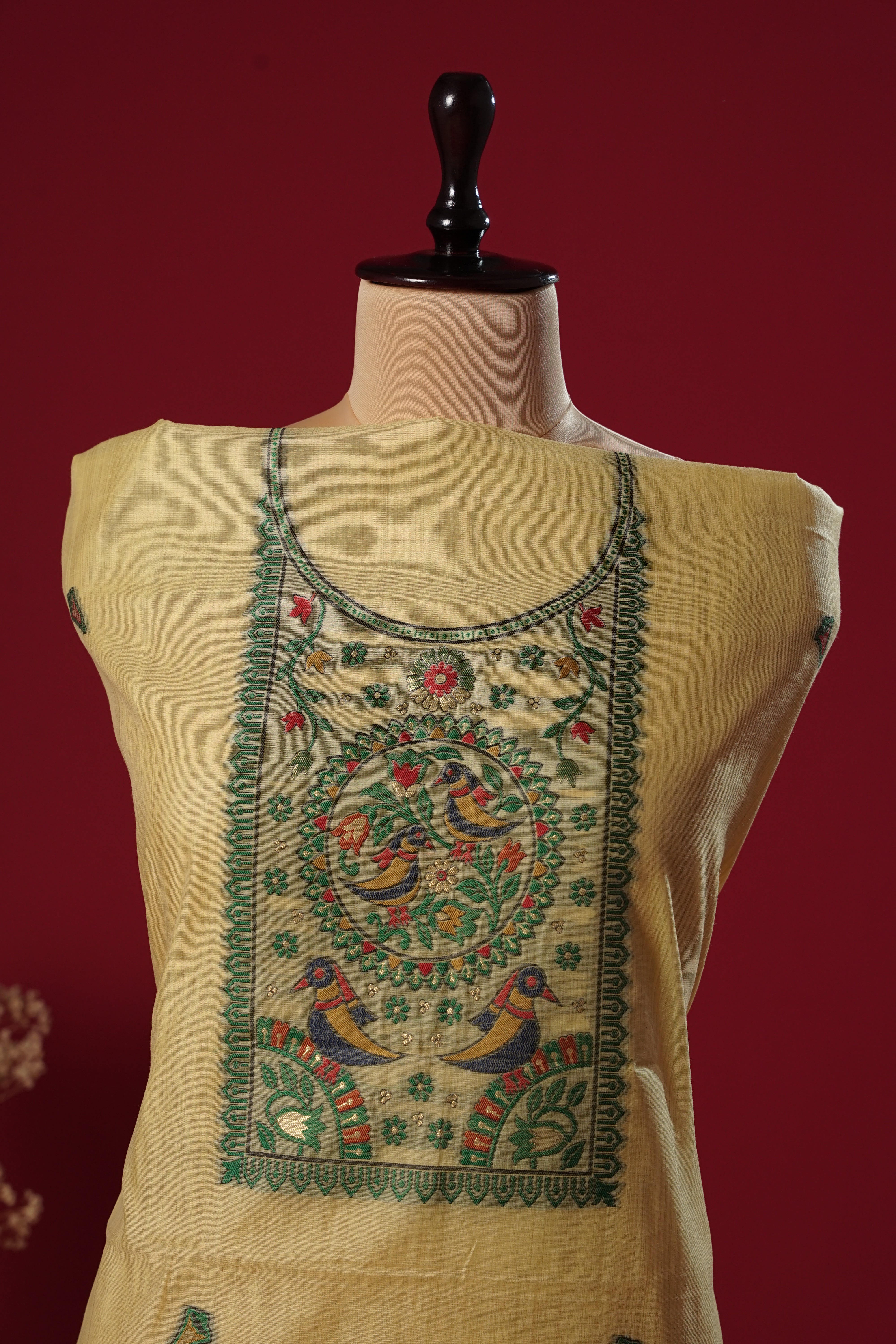 Shine Yellow Muga Cotton Suit Piece