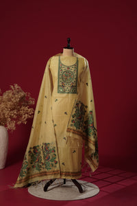 Shine Yellow Muga Cotton Suit Piece