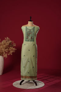 Oasis Green Muga Cotton Suit Piece