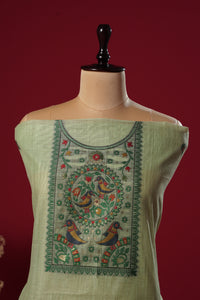 Oasis Green Muga Cotton Suit Piece