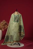 Oasis Green Muga Cotton Suit Piece