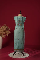 Cascade Blue Muga Cotton Suit Piece