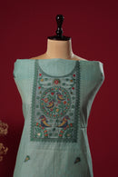 Cascade Blue Muga Cotton Suit Piece