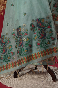 Cascade Blue Muga Cotton Suit Piece