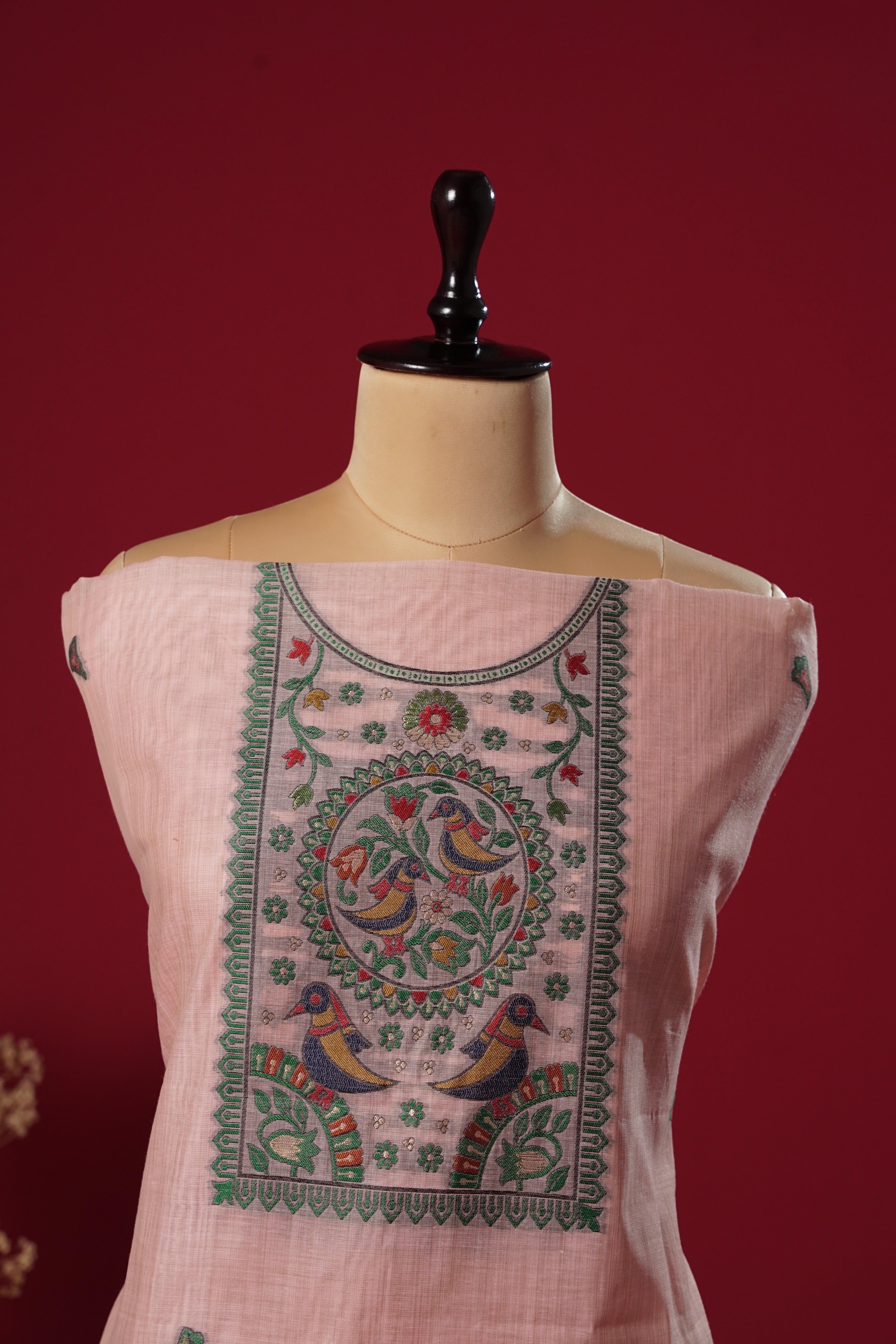 Glade Pink Muga Cotton Suit Piece