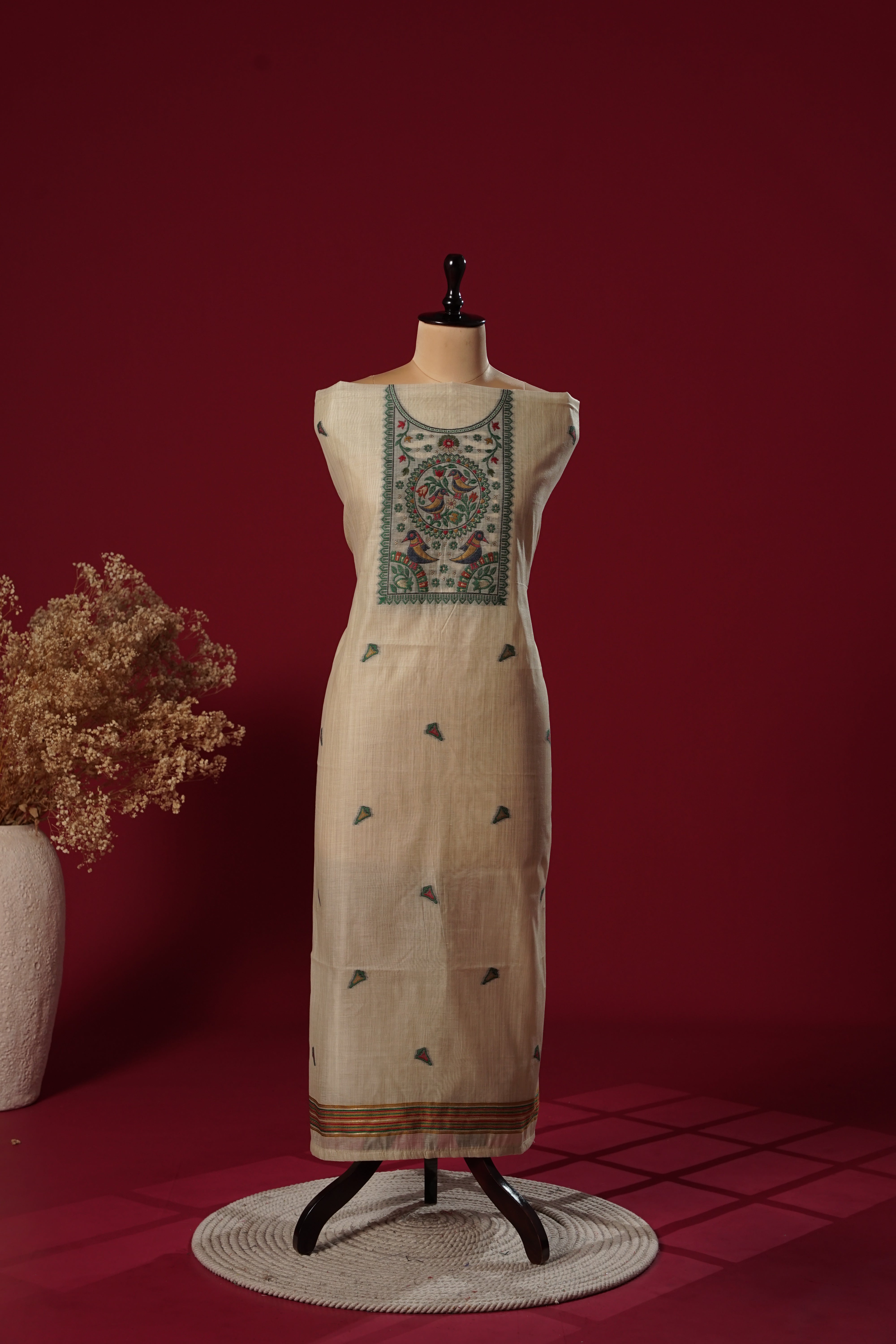 Haven Beige Muga Cotton Suit Piece