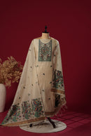 Haven Beige Muga Cotton Suit Piece