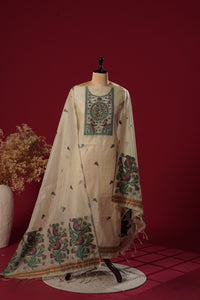 Haven Beige Muga Cotton Suit Piece