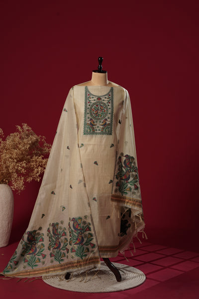 Haven Beige Muga Cotton Suit Piece