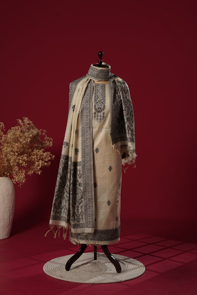 Dune Beige Muga Cotton Suit Piece