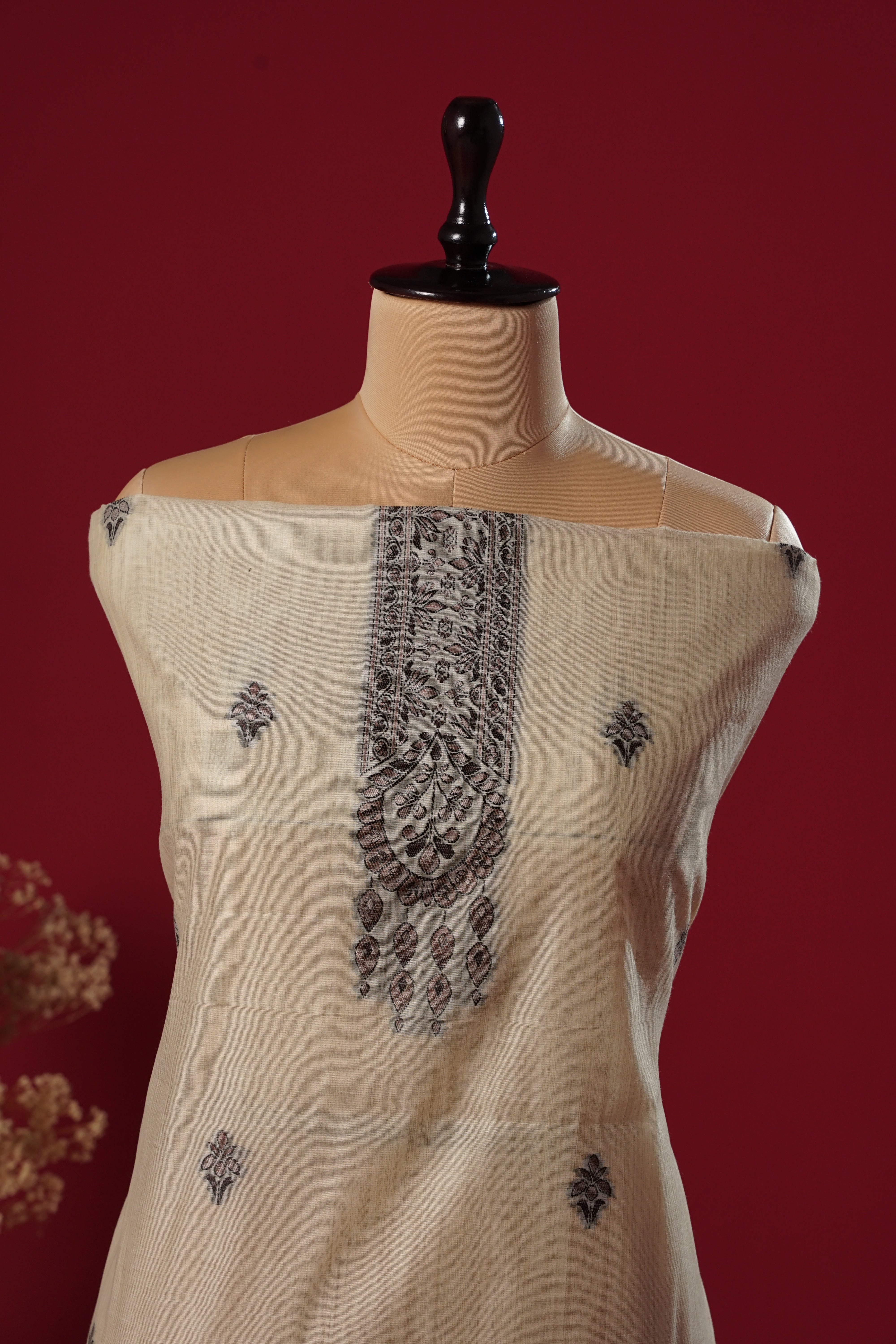 Dune Beige Muga Cotton Suit Piece