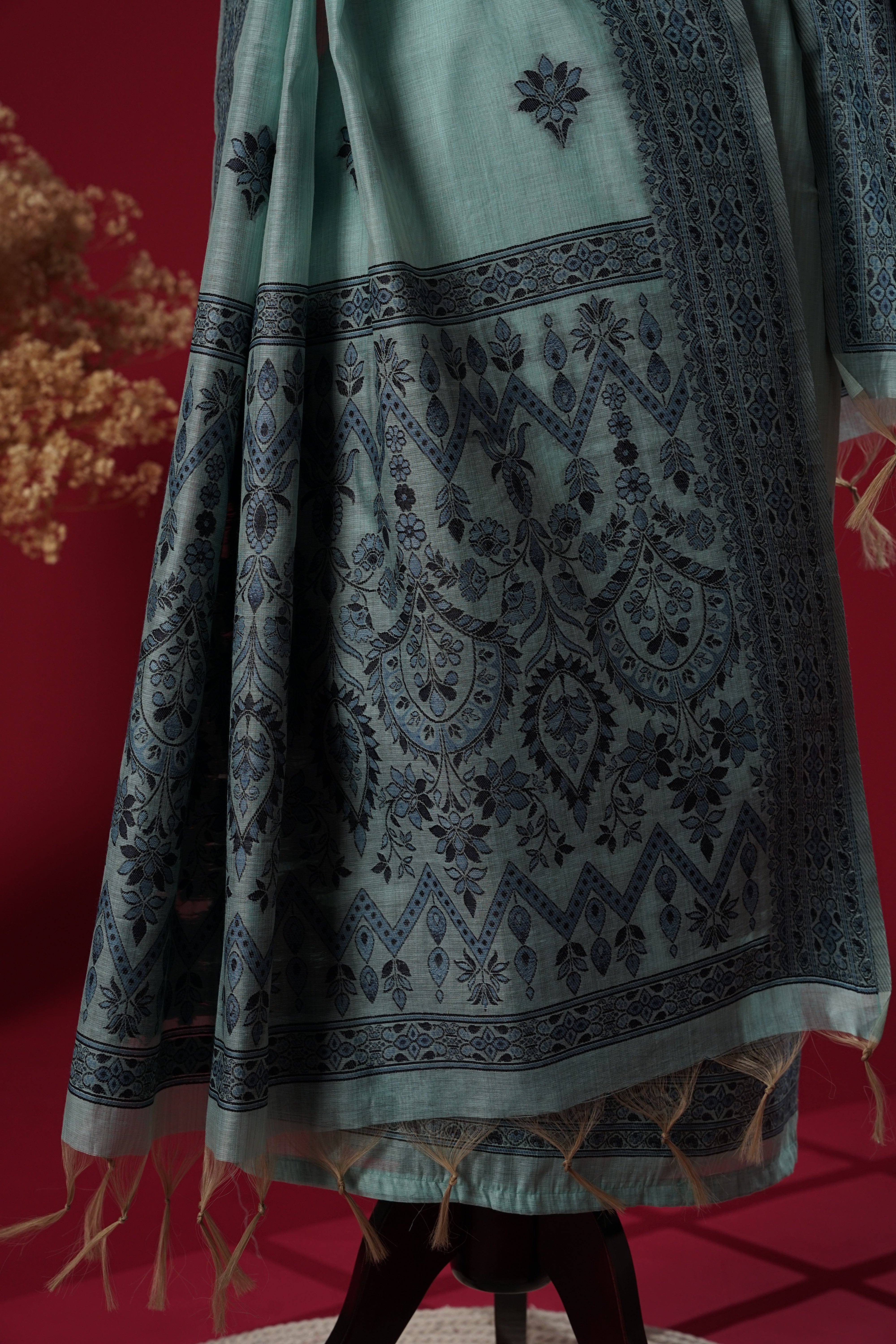 Ripple Blue Muga Cotton Suit Piece