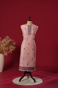 Jewel Pink Muga Cotton Suit Piece