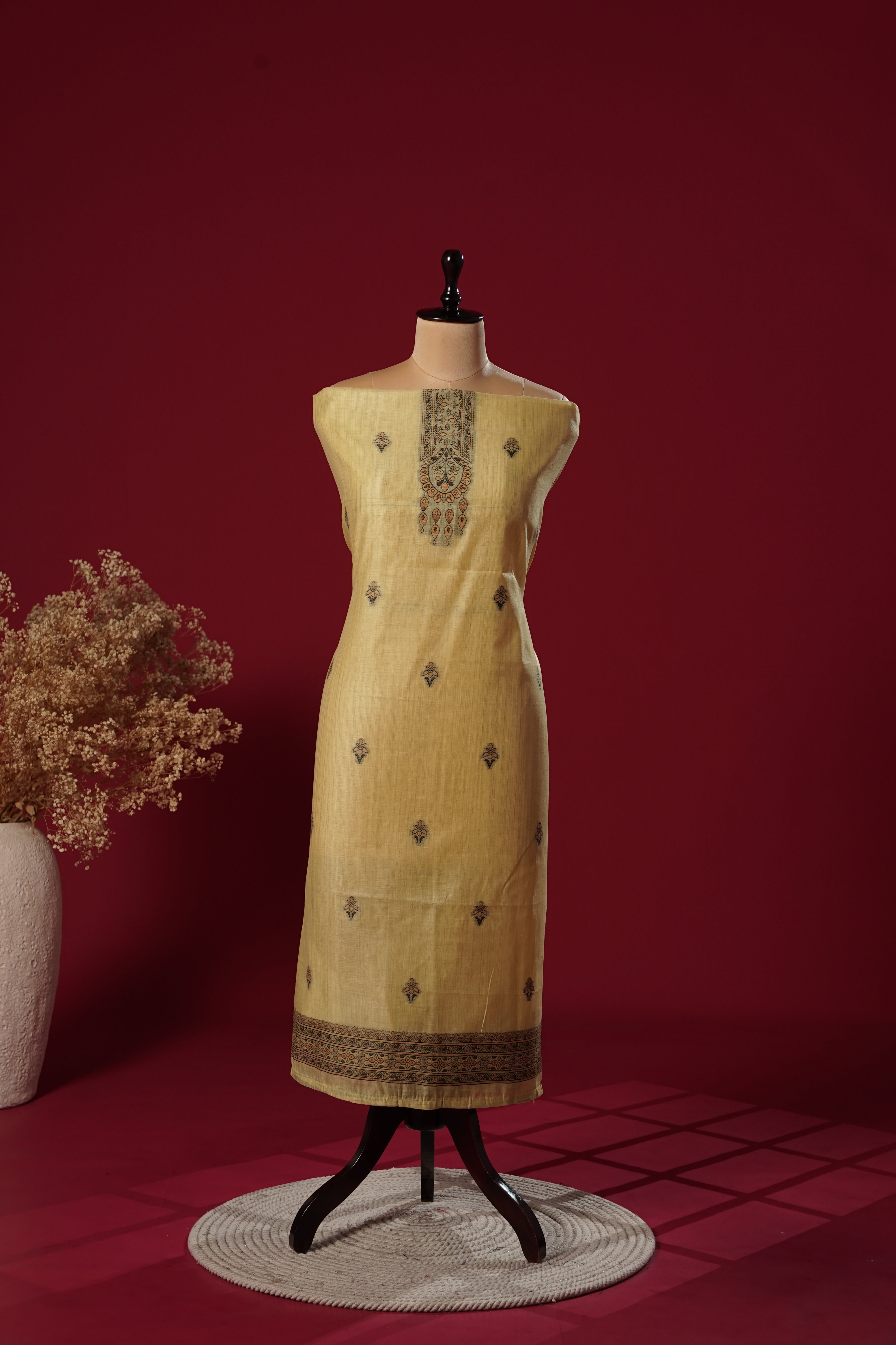 Bliss Yellow Muga Cotton Suit Piece