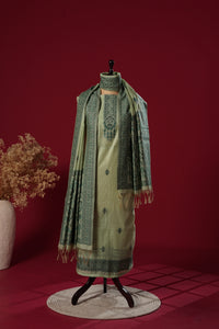 Dew Teal Muga Cotton Suit Piece