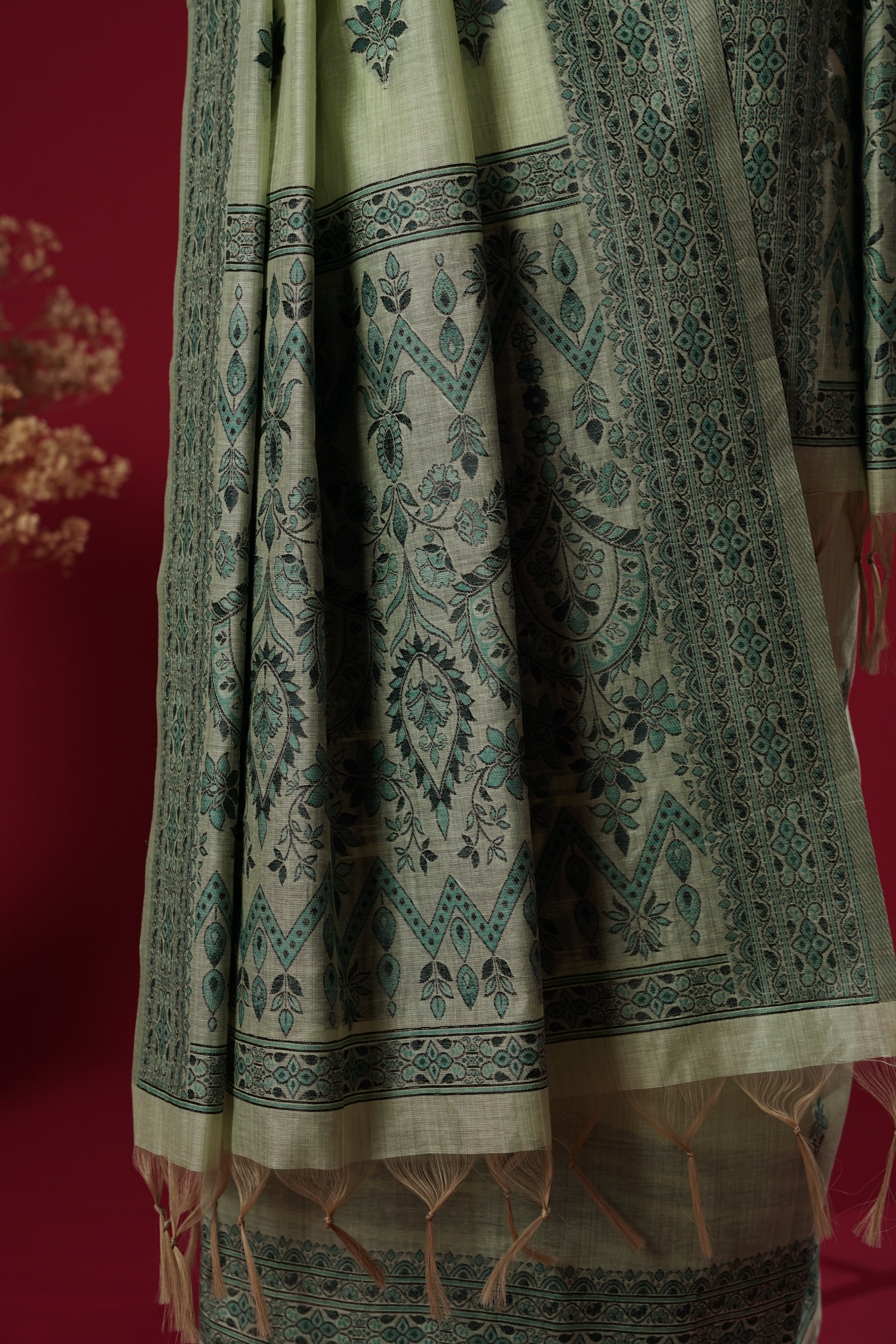 Dew Teal Muga Cotton Suit Piece