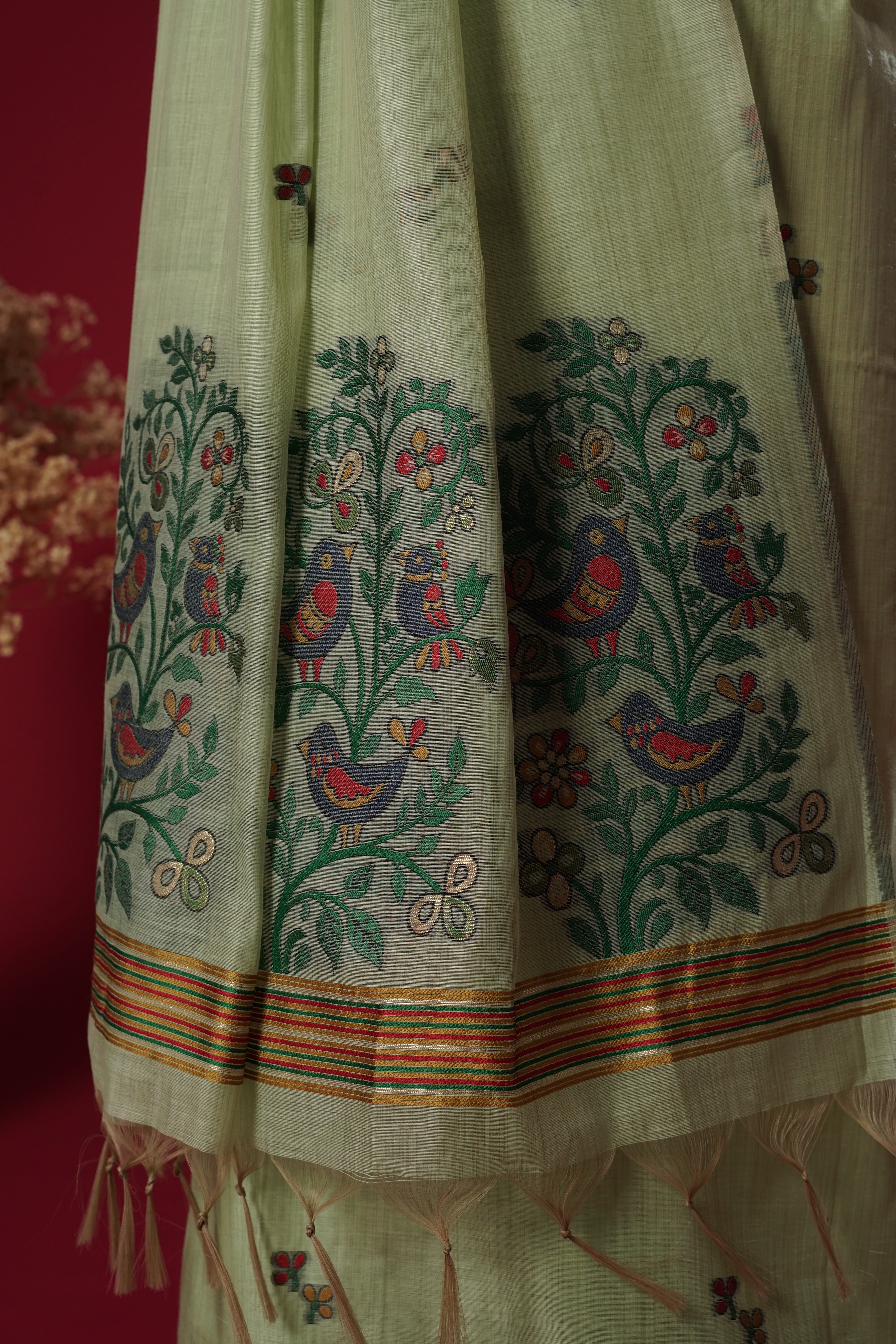 Cove Green Muga Cotton Suit Piece