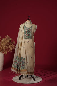 Drift Beige Muga Cotton Suit Piece