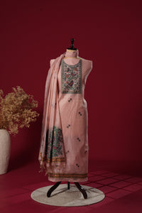 Glow Pink Muga Cotton Suit Piece